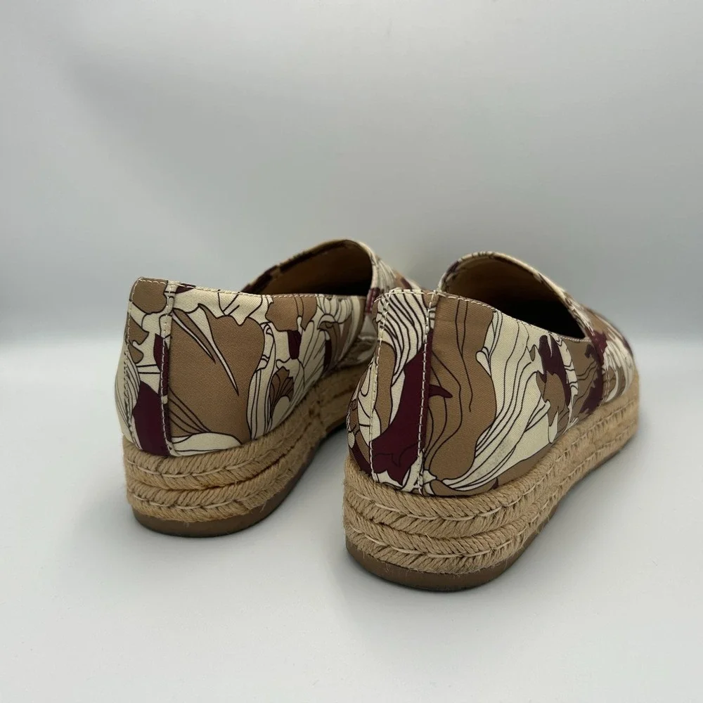 Naturalizer Thea 3 Platform Espadrille Womens 10 Slip On Raffia Floral Canvas